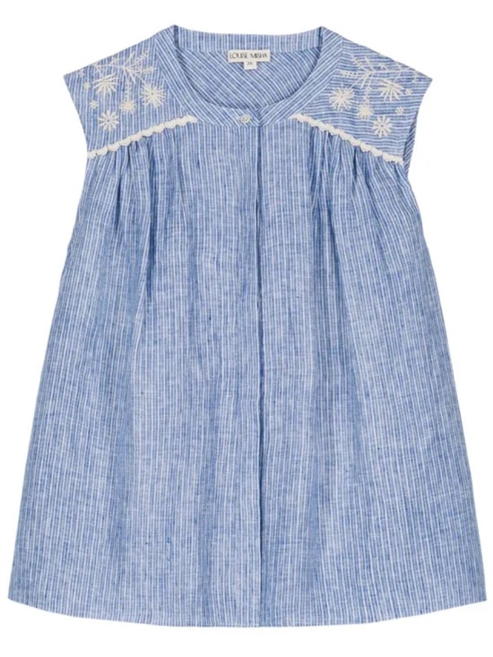 Louise Misha Tops - NEW Louise Misha Women’s Sleeveless Duna Blouse Blue Linen Stripes 36 Small S